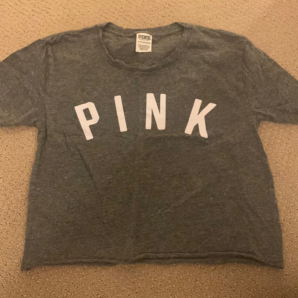 PINK grey cropped tshirt
